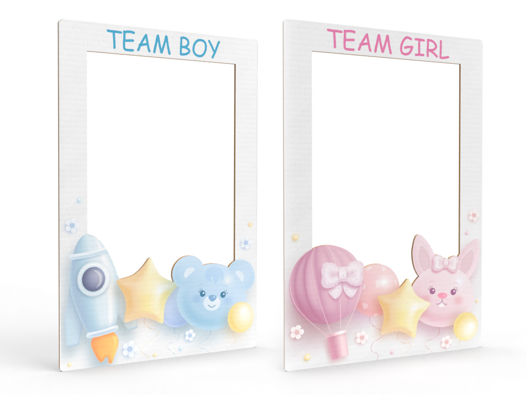 POPOYU Cornice Per Cabina Fotografica Con 30 Accessori Per Baby Shower, Cornice Gonfiabile In Lamina Per Svela Il Genere Del Ragazzo